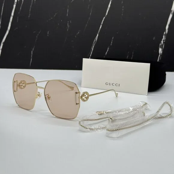 NEW GUCCI GG1207SA 001 GOLD/PINK WOMEN SUNGLASSES GUCCI - Picture 2 of 12